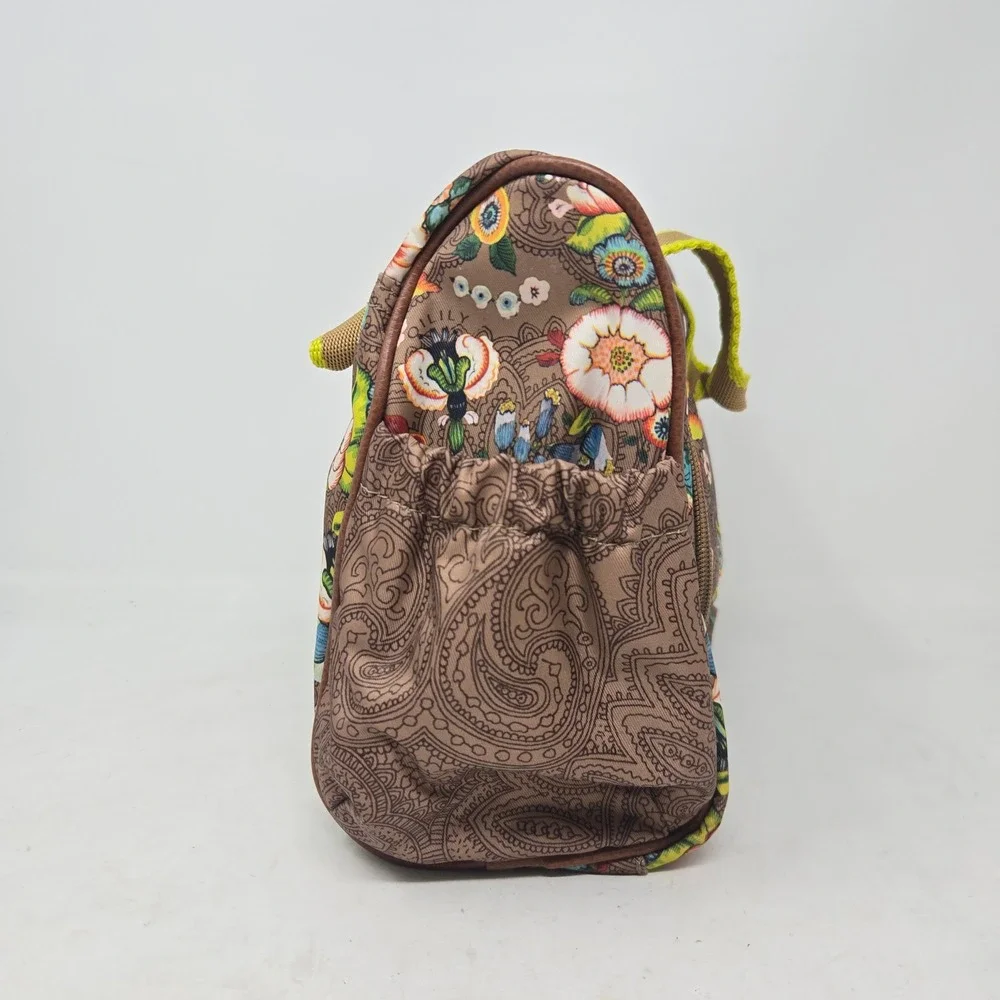 Oilily Floral Paisley Hanging Toiletry Bag Travel Makeup Case Brown Multi